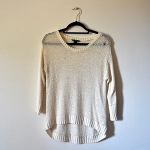 (Forever 21) Distressed Cream Knit Sweater